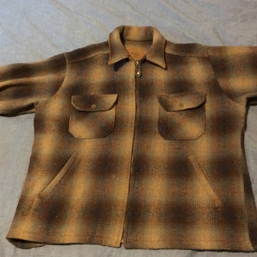 Woolrich green and brown plaid coat